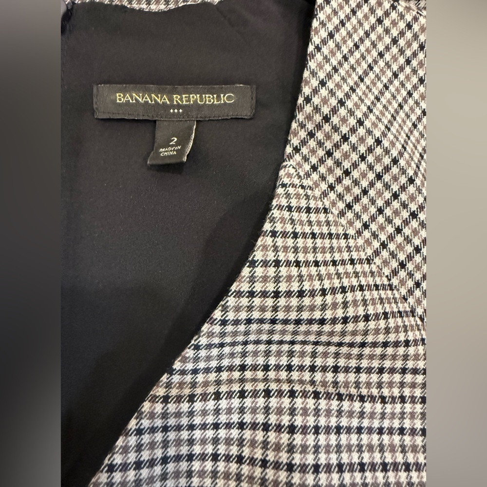 Banana Republic Black & Grey Checked Midi Sheath Dress - Picture 6 of 6